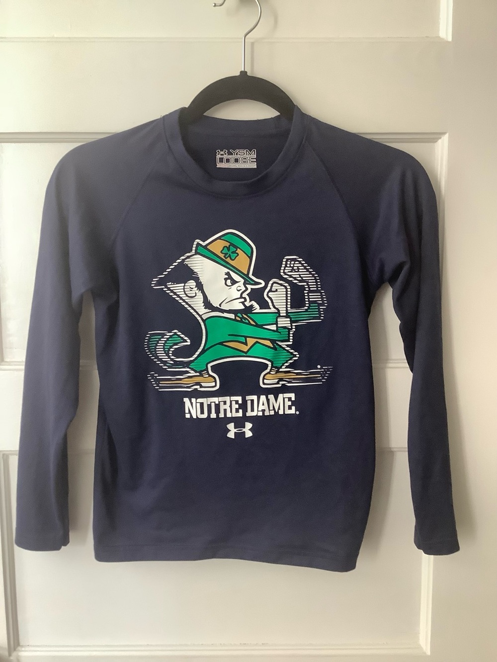 Notre Dame Under Armour Kids Navy Logo Performance Top Youth Small